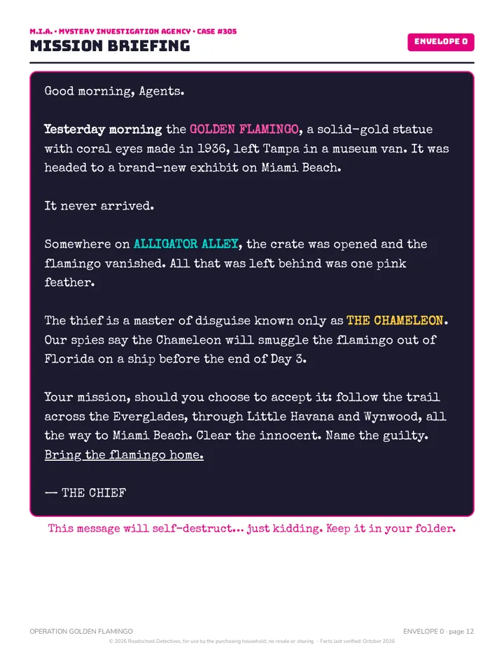 Mission Briefing page from Envelope 0